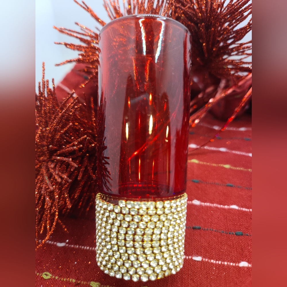 SHOTGLASS shooter or sipping Red holiday glasses set of 4 w rhinestone…
